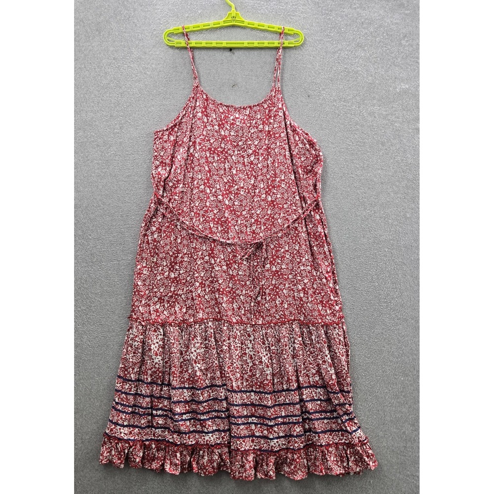 Knox Rose Women Dress XXL Red Floral Trapeze & Swing Coquettecore Ruffle